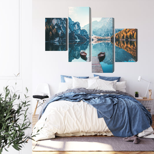 Obraz Wieloczęściowy Jezioro Braies We Włoskich Dolomitach 3D
