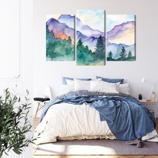 Obraz Wieloczęściowy Malowany Krajobraz Górski