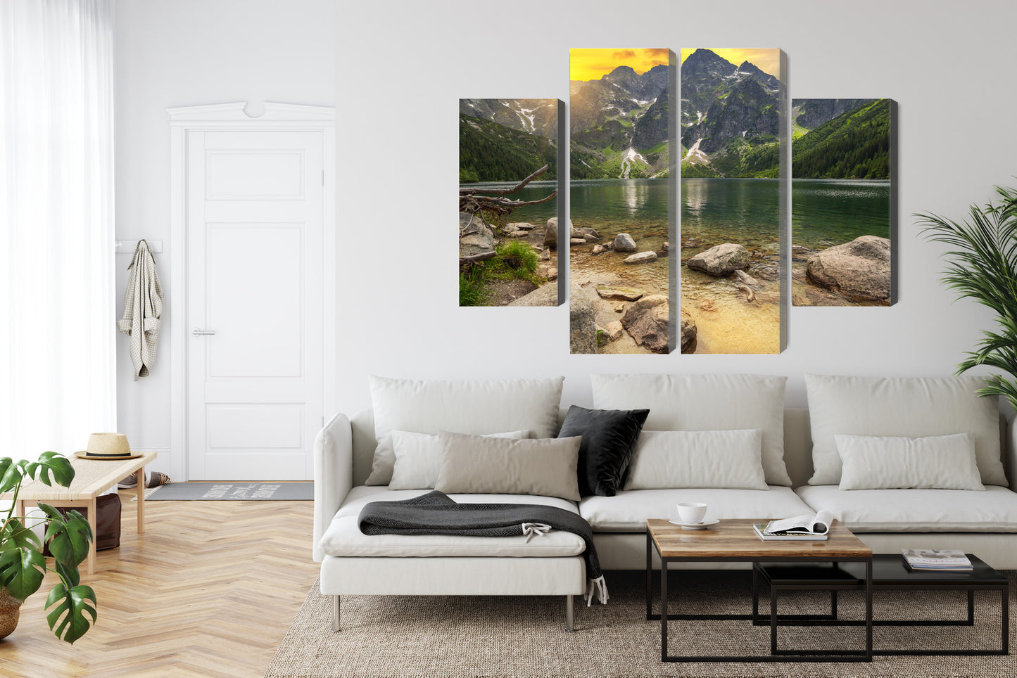 Obraz Wieloczęściowy Morskie Oko W Tatrach O Zachodzie Słońca 3D
