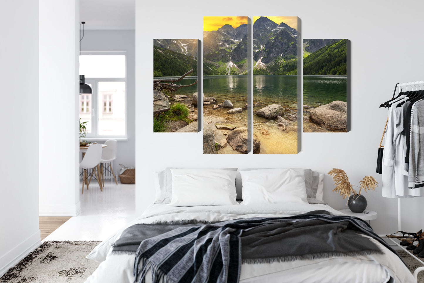 Obraz Wieloczęściowy Morskie Oko W Tatrach O Zachodzie Słońca 3D