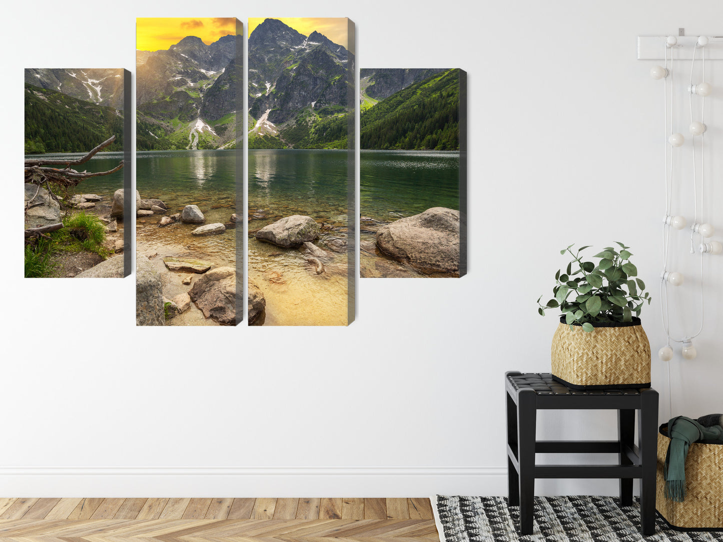 Obraz Wieloczęściowy Morskie Oko W Tatrach O Zachodzie Słońca 3D