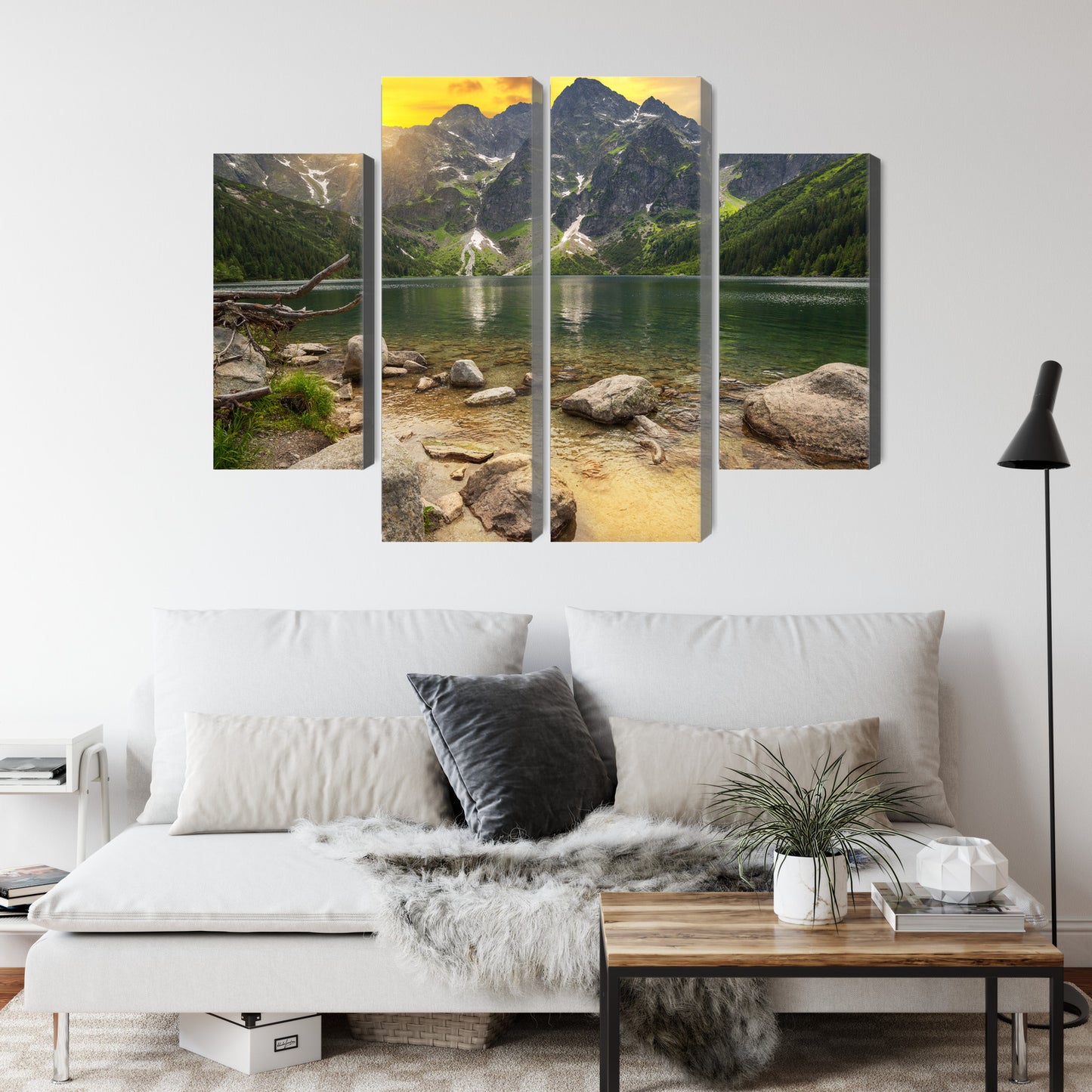 Obraz Wieloczęściowy Morskie Oko W Tatrach O Zachodzie Słońca 3D