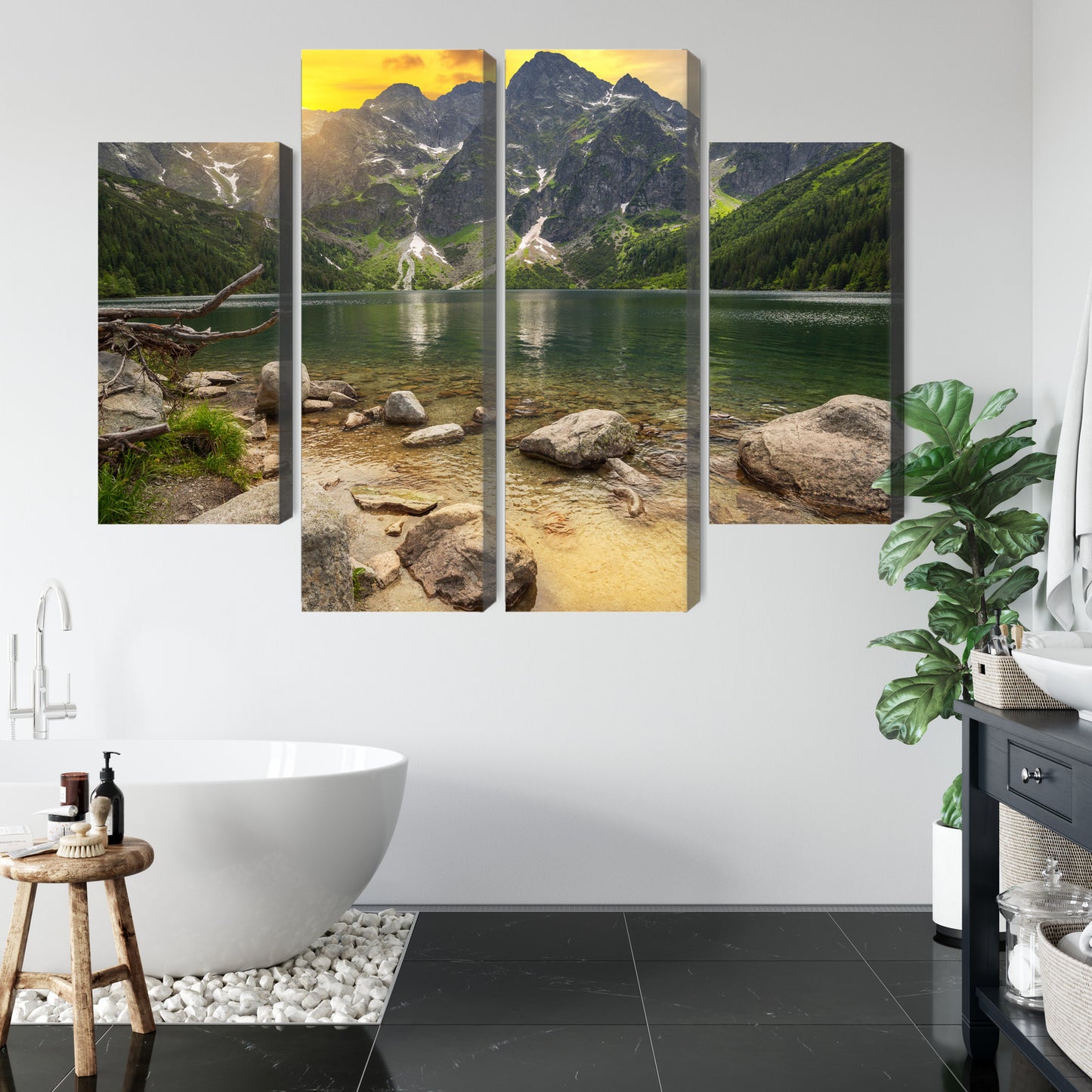 Obraz Wieloczęściowy Morskie Oko W Tatrach O Zachodzie Słońca 3D