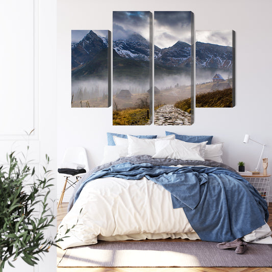 Obraz Wieloczęściowy Mglisty Krajobraz Z Halą Gąsienicową W Tatrach