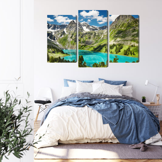 Obraz Wieloczęściowy Krystaliczne Jezioro W Górach 3D