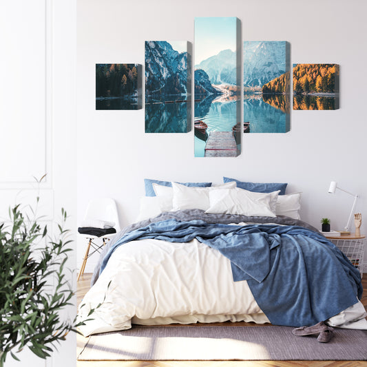 Obraz Wieloczęściowy Jezioro Braies We Włoskich Dolomitach 3D