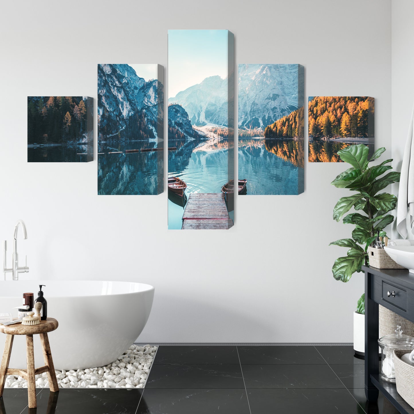 Obraz Wieloczęściowy Jezioro Braies We Włoskich Dolomitach 3D