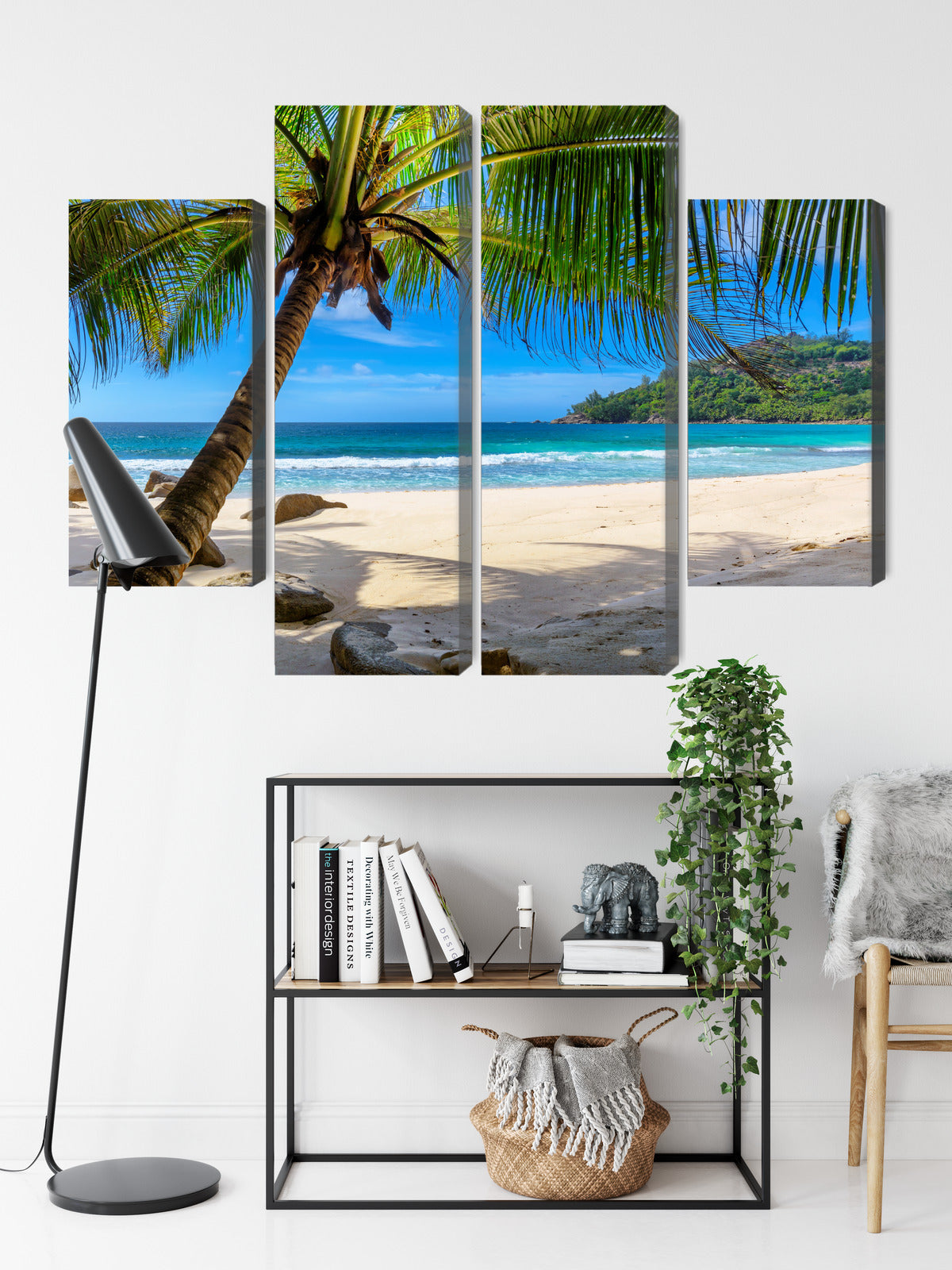 Obraz Wieloczęściowy Tropikalna Plaża Z Palmą 3D