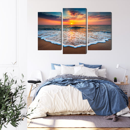 Obraz Wieloczęściowy Zachód Słońca Nad Morzem 3D