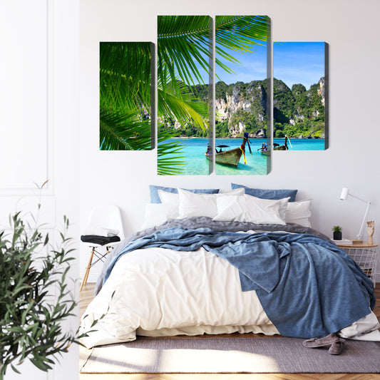 Obraz Wieloczęściowy Tropikalny Krajobraz 3D