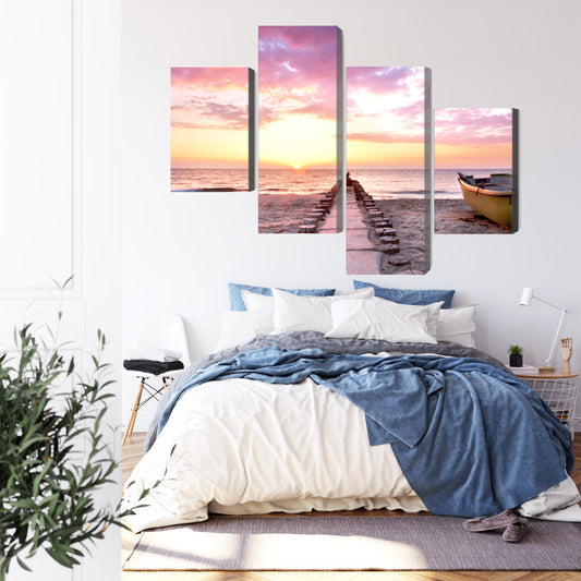 Obraz Wieloczęściowy Łódź Na Plaży 3D