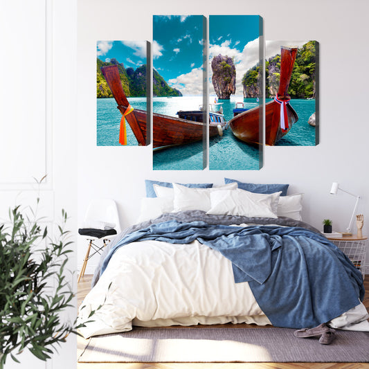 Obraz Wieloczęściowy Łodzie Na Morzu Andamańskim W Tajlandii