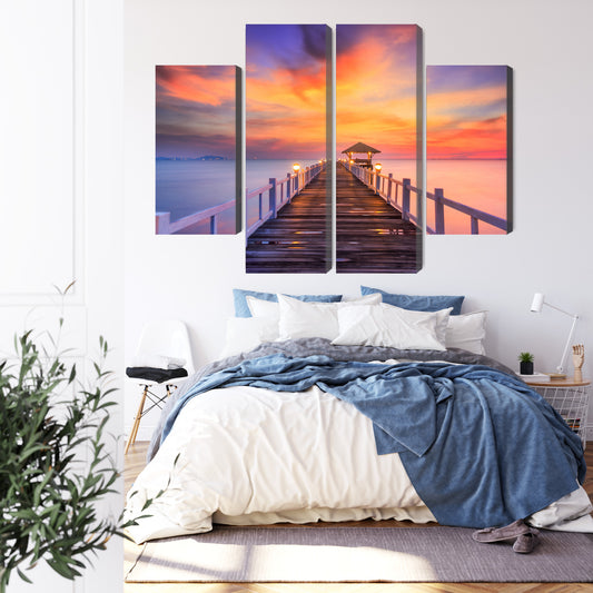 Obraz Wieloczęściowy Zachód Słońca Nad Molo