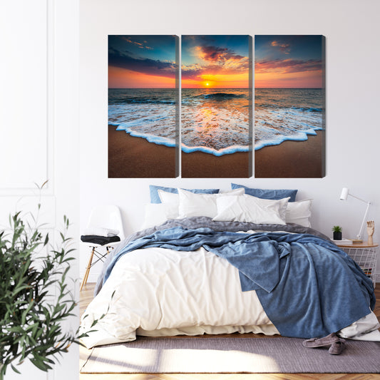 Obraz Wieloczęściowy Zachód Słońca Nad Morzem 3D