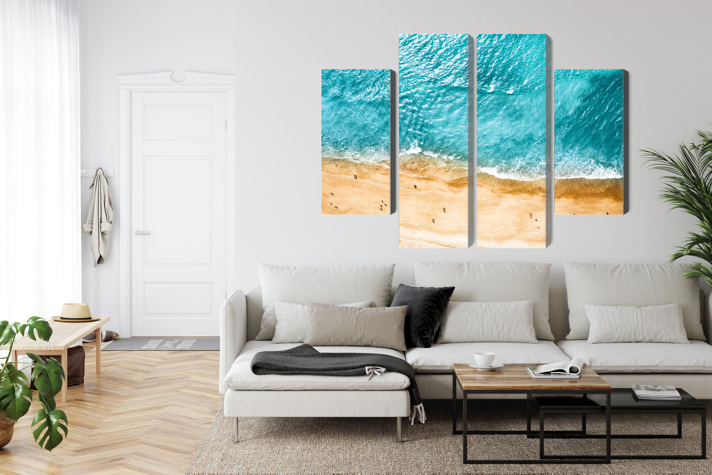 Obraz Wieloczęściowy Widok Z Lotu Ptaka Na Ocean I Plażę