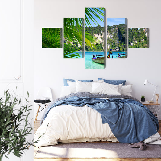 Obraz Wieloczęściowy Tropikalny Krajobraz 3D