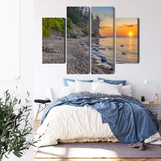 Obraz Wieloczęściowy Zachód Słońca Nad Bałtykiem W Gdyni