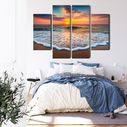 Obraz Wieloczęściowy Zachód Słońca Nad Morzem 3D
