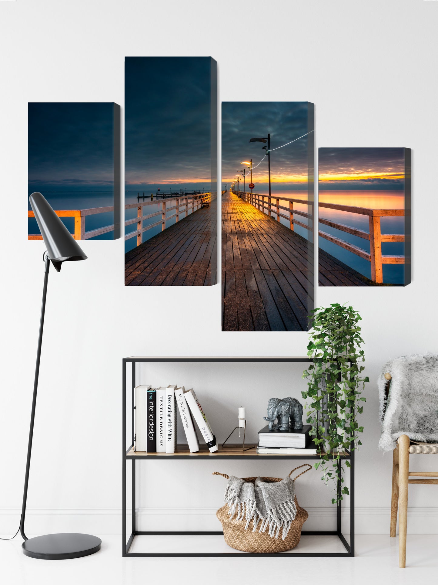 Multi-part painting Evening View of the Wooden Pier