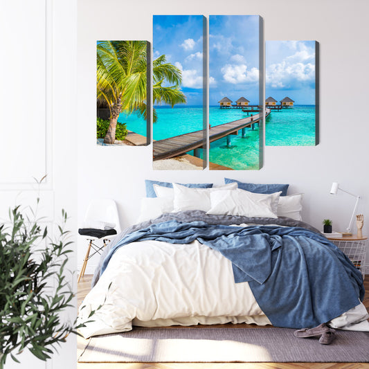 Obraz Wieloczęściowy Pływające Domy Na Malediwach
