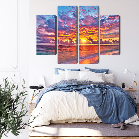 Obraz Wieloczęściowy Malowniczy Zachód Słońca Na Malediwach