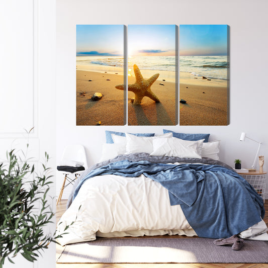Obraz Wieloczęściowy Rozgwiazda Na Plaży 3D
