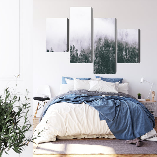 Obraz Wieloczęściowy Las Spowity Mgłą