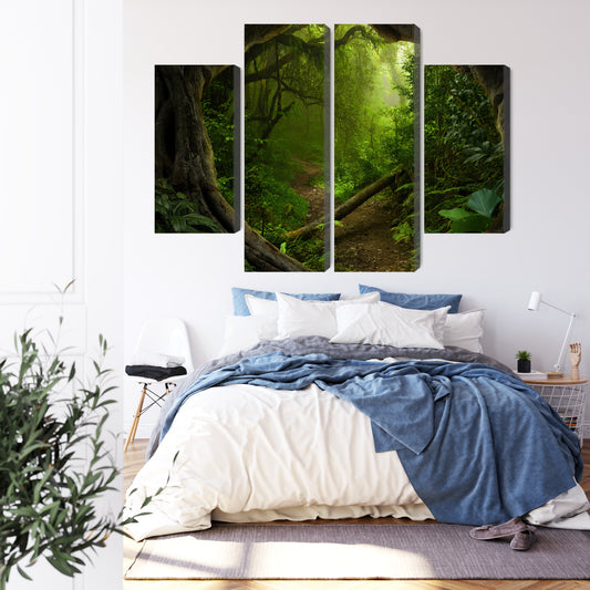 Obraz Wieloczęściowy Ścieżka W Tropikalnym Lesie