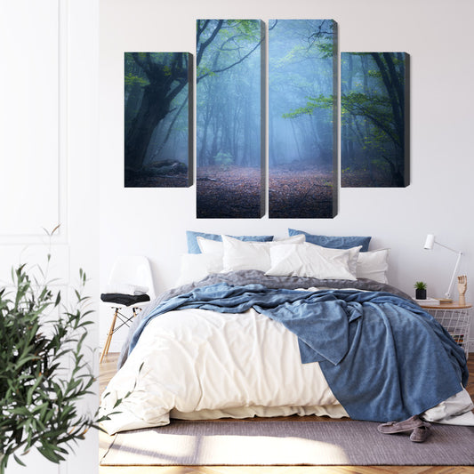 Obraz Wieloczęściowy Zamglony Leśny Krajobraz 3D