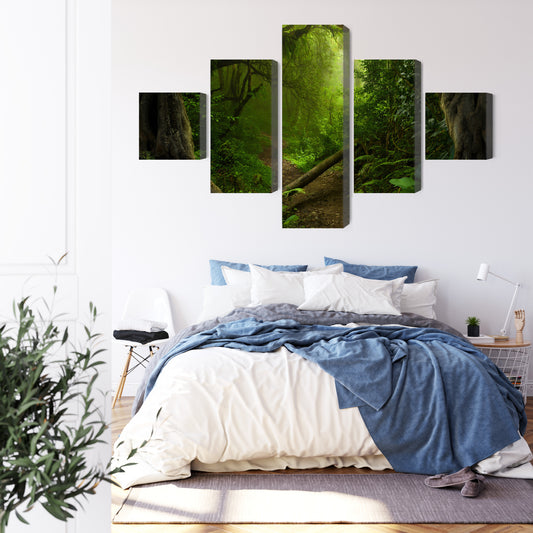 Obraz Wieloczęściowy Ścieżka W Tropikalnym Lesie