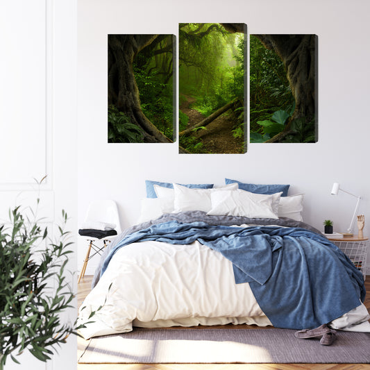 Obraz Wieloczęściowy Ścieżka W Tropikalnym Lesie