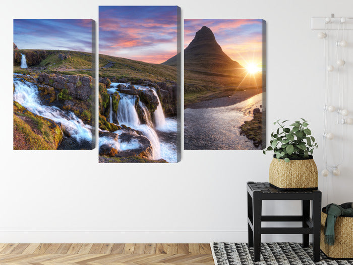 Obraz Wieloczęściowy Góra Kirkjufell Z Wodospadami