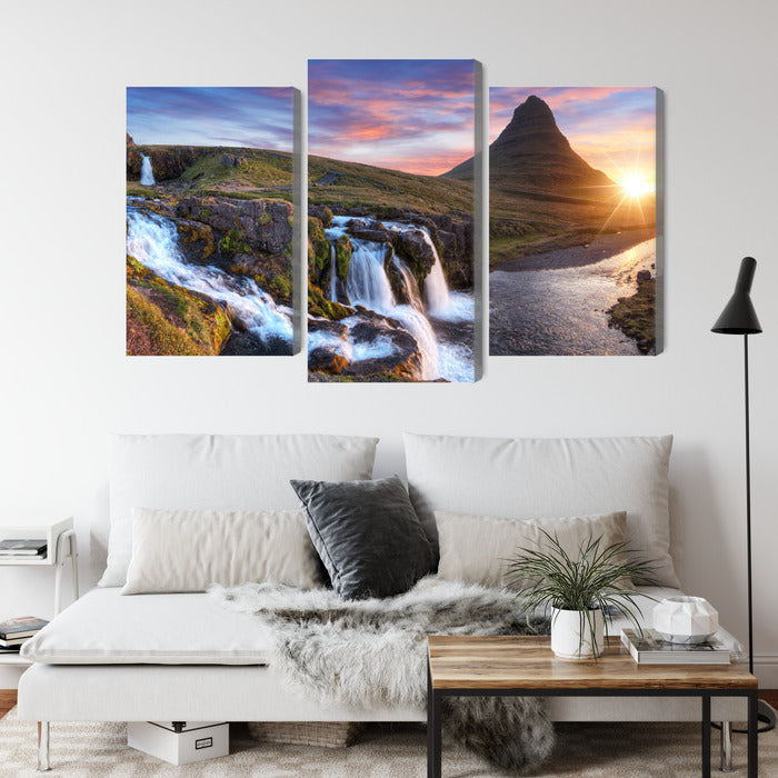 Obraz Wieloczęściowy Góra Kirkjufell Z Wodospadami