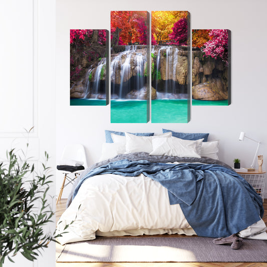 Obraz Wieloczęściowy Wodospad W Głębokim Lesie