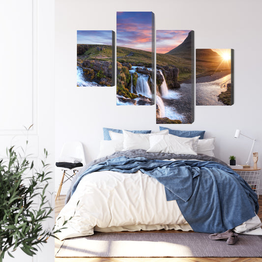Obraz Wieloczęściowy Góra Kirkjufell Z Wodospadami