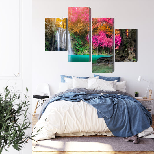 Obraz Wieloczęściowy Piękny Leśny Wodospad