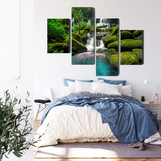 Obraz Wieloczęściowy Piękny Wodospad W Dżungli