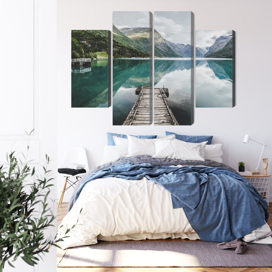 Obraz Wieloczęściowy Widok Na Jezioro Lovatnet