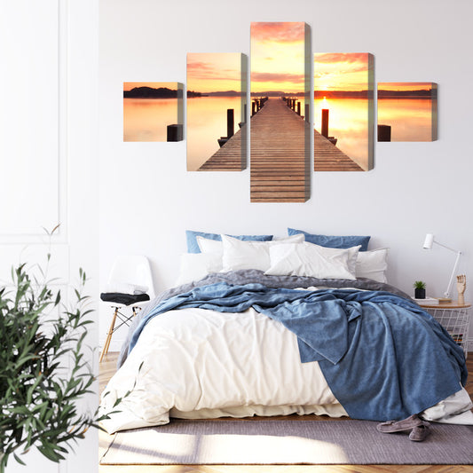 Obraz Wieloczęściowy Zachód Słońca Na Molo