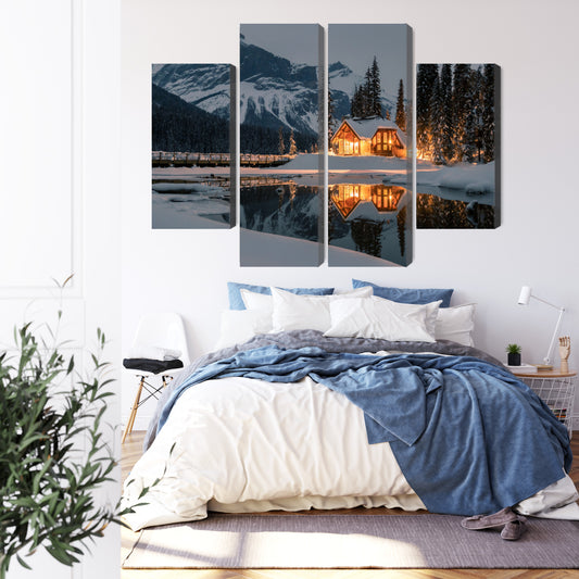 Obraz Wieloczęściowy Emerald Lake W Kanadzie Zimą
