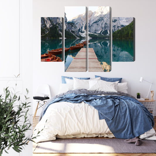 Obraz Wieloczęściowy Jezioro Braies We Włoszech
