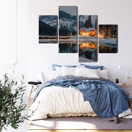 Obraz Wieloczęściowy Emerald Lake W Kanadzie Zimą