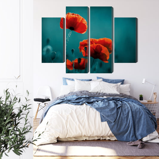 Obraz Wieloczęściowy Maki Makro