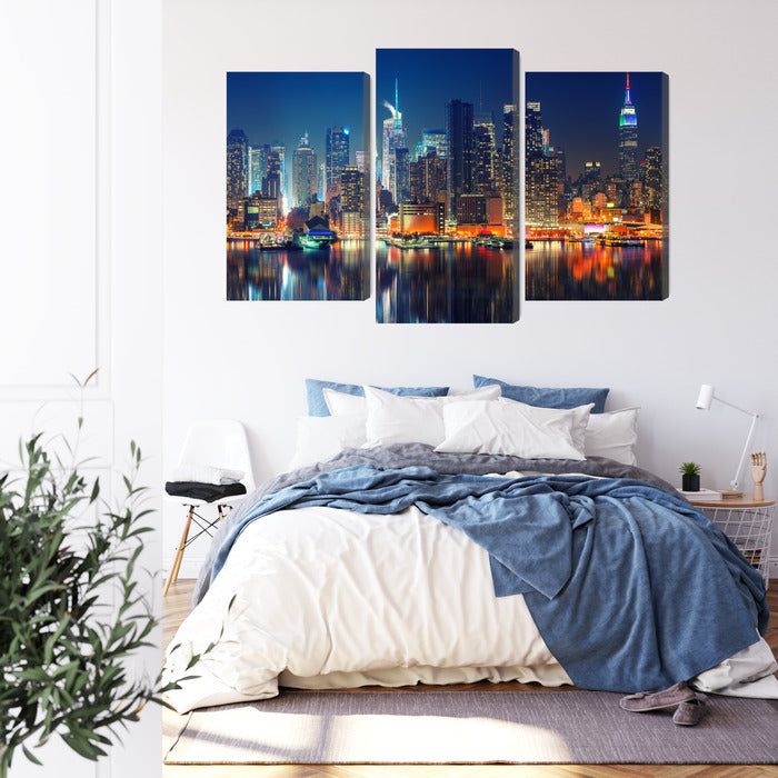 Obraz Wieloczęściowy Panoramiczny Widok Na Manhattan Nocą
