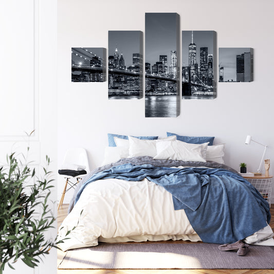 Obraz Wieloczęściowy Panorama Nowego Jorku Nocą