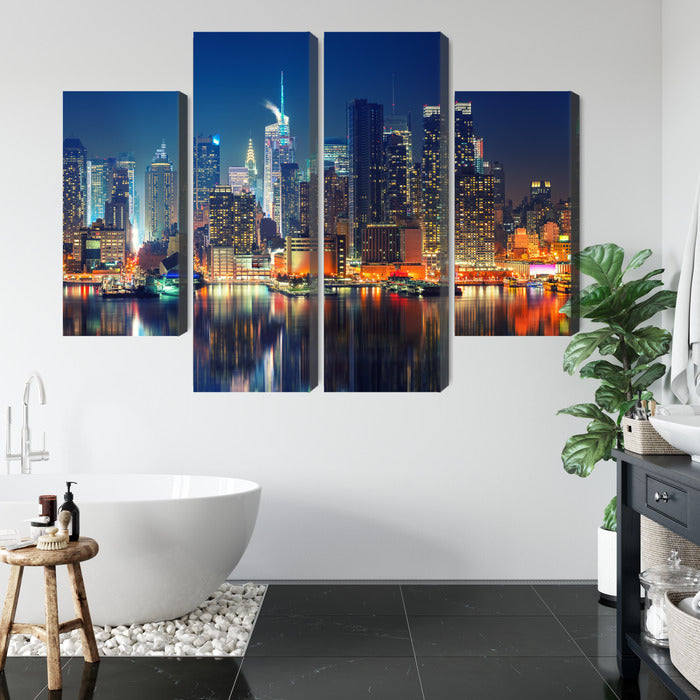 Obraz Wieloczęściowy Panoramiczny Widok Na Manhattan Nocą