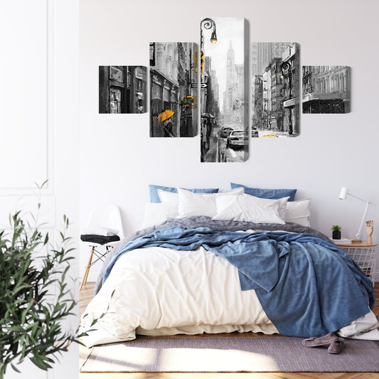 Obraz Wieloczęściowy Widok Ulicy W Amerykańskim Mieście