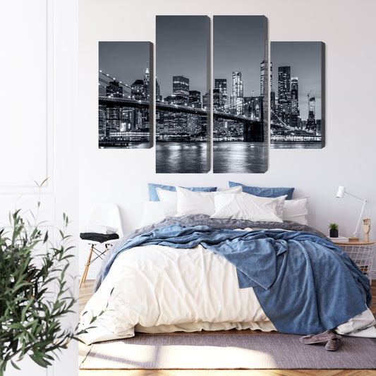 Obraz Wieloczęściowy Panorama Nowego Jorku Nocą