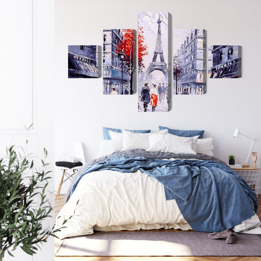 Obraz Wieloczęściowy Widok Paryskiej Ulicy Jak Namalowany