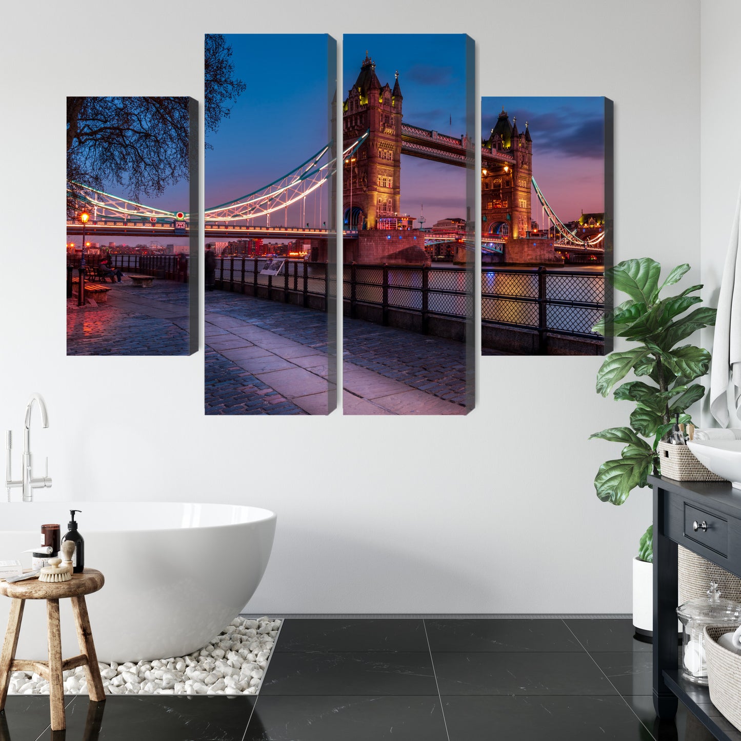 Obraz Wieloczęściowy Tower Bridge W Londynie O Zachodzie Słońca